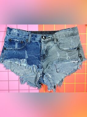 One Teaspoon Two-Tone Distressed Denim - Dark & Light Blue